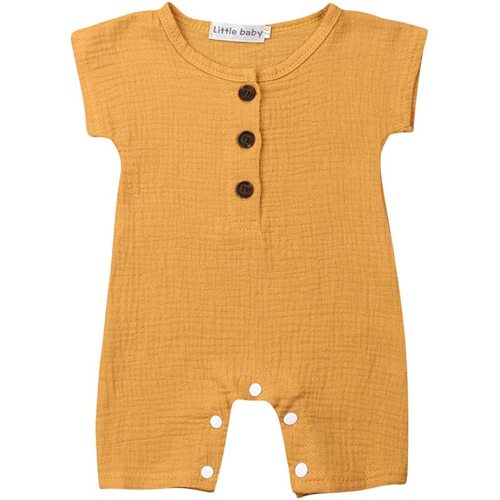 Gaono Infant Boys Button Up Romper Short Sleeve - Marigold Yellow