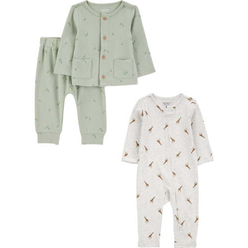 Carter's Child of Mine Baby Unisex Plush Outfit Set and Jumpsuit, 3-Piece, Sizes Newborn-6/9 Months