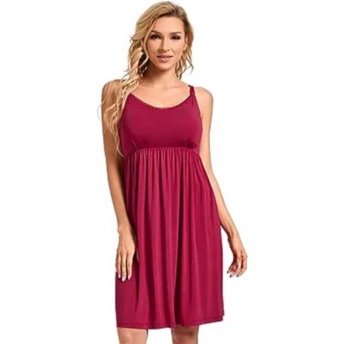 Sosolism Women's Maternity Gowns, Lace Trim Nursing Nightgown with Adjustable Strap, Dress with Padded for Pregnant(medium)