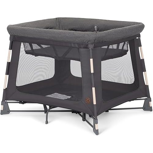Maxi-Cosi Swift Baby Playpen with Mat, Baby Play Yards, Pack and Play with Bassinet - Portable Playpen for Babies and Toddlers, Classic Graphite