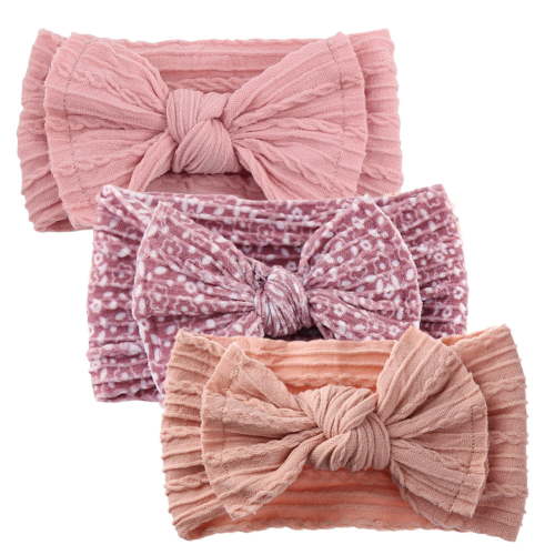 3Pcs/Set Soft Nylon Baby Bow Headband Newborn Girl Daisy Flower Print Hair Bands Topknot High Elastic Kids Braided Headwraps 7