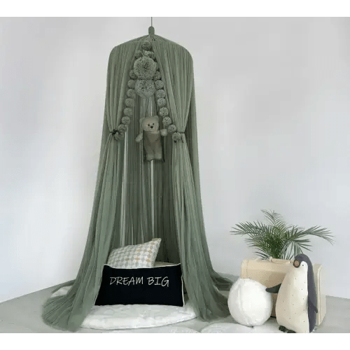 Green Kids Bed Canopy, Kids Canopy, Crib Netting, Green color Canopy Bed, Tulle Princess Tent, Bed Curtains, Reading Corners, Canopy Bed
