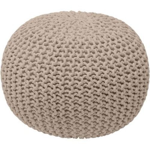 Ornavo Home Cotton Classic Braid Pouf Ottoman - 15" x 18.5" - Beige
