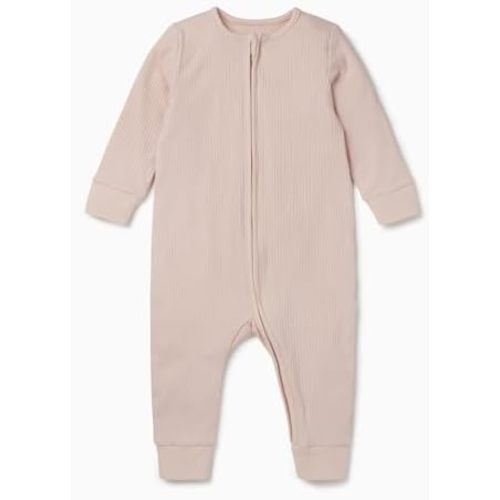 MORI Baby Boys and Girls Ribbed Clever One Piece Pajamas - Unisex Infant Two Way Zipped Long Sleeve Snug Fit Nightwear