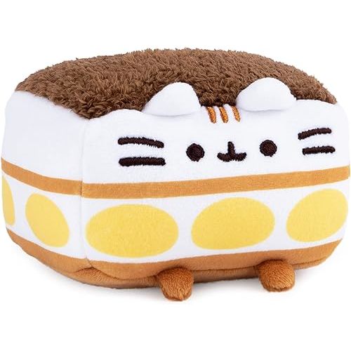 GUND Pusheen Tiramisu Plush Squishy, Stuffed Animal for Ages 8 and Up, White/Brown, 4”