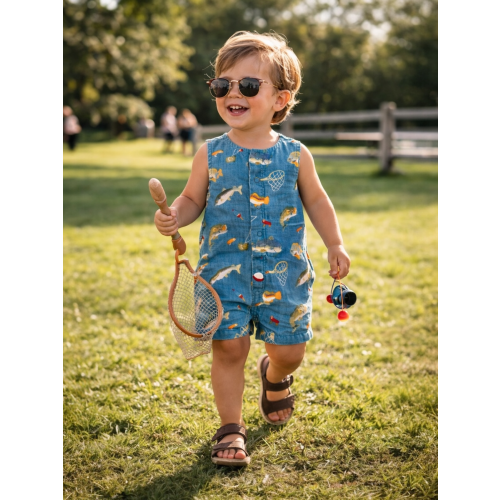 Gone Fishing / Muslin Shortie Romper