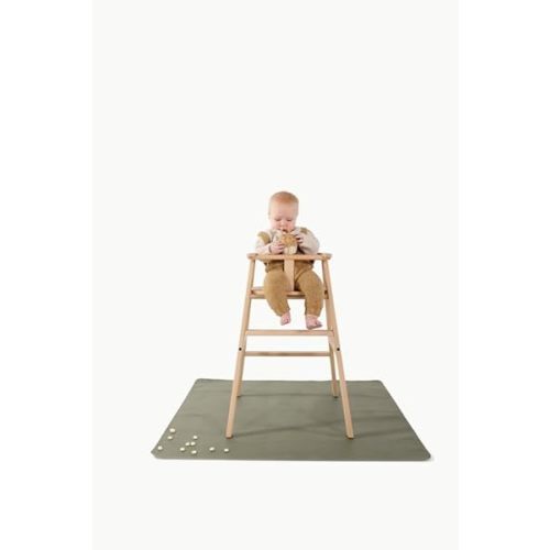 GATHRE Baby Splat Mat for Under High Chair - Wipeable and Water Resistant Leather Splat Mat, Foldable, Anti-Slip, Protective Baby Floor Mat for Mealtime Spill and Playtime Mess (38" x 38" Thyme)