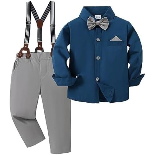 DISAUR Baby Boy Clothes Suits Toddler Dress Shirt With Bowtie Suspender Pants Outfit Sets Gentleman Wedding 1-6 Years