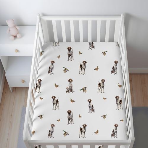 GSP Crib Sheet GSP Swaddle Hunting Baby Blanket German Shorthaired Pointer Hunting Crib Bedding GSP Baby Boy Bedding gsp Baby Gift Boy