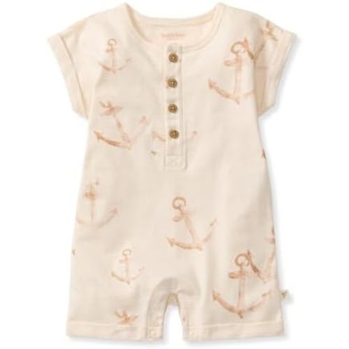Burt's Bees Baby Baby Boys' Short Sleeve Rompers, 100% Organic Cotton One-piece Coverall and Layette Set