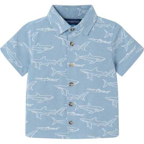 Infant Shark Print Buttondown Set, Blue - Andy & Evan | Maisonette