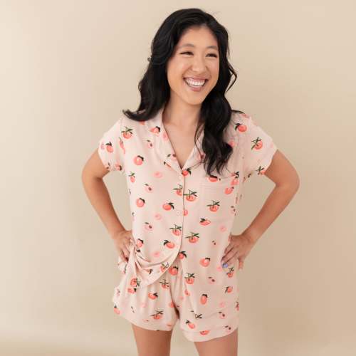 Women’s Short Sleeve Pajama Set in Peach