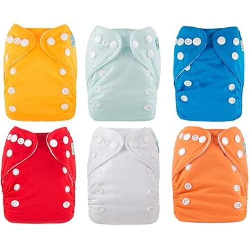 ALVABABY 6pcs with 12 Inserts Baby Cloth Diapers Pocket Newborn Diaper for Less Than 12pounds Baby Snaps Cloth Diapers Nappy