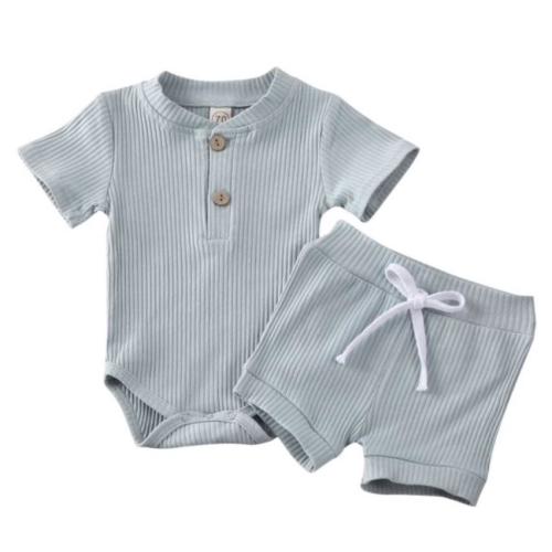 Brooks Ribbed Short Set in Blue - FINAL SALE