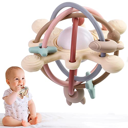 HHMY Teething Toys for Babies 3-6-12-36 Months,Soft Silicone Montessori Toys for Baby Toys 6 to 12 Months Baby Chew Toys Baby Rattle Teether Toddlers Sensory Toys Baby Girls Boys Gift