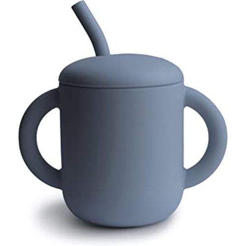 mushie 100% Silicone Training Cup & Straw for Toddlers | 6 Months+ (Tradewinds)