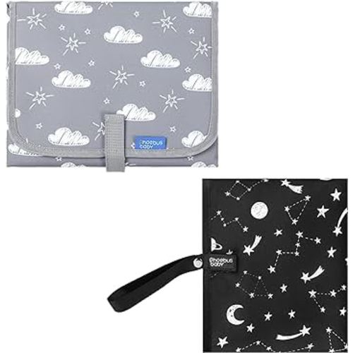 2 Sets PHOEBUS BABY Portable Changing Pad Travel - Waterproof Compact Diaper Changing Mat - Lightweight & Foldable Changing Station, Newborn Shower Gifts