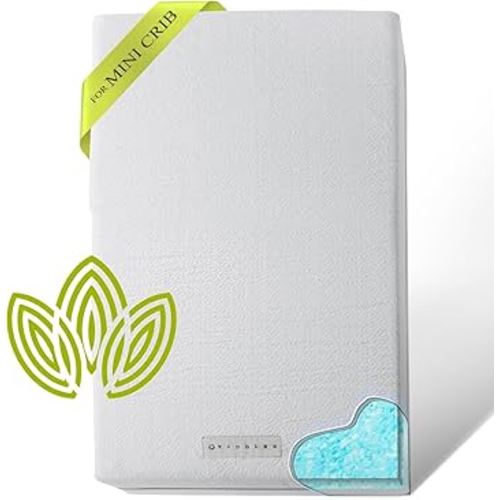 Organic Cotton Dual-Sided Mini Crib Mattress, 38x24x3 Premium Memory Foam 2-Stage CertiPUR-US Hypoallergenic Baby Mattress Firm Support for Infant Cooling Gel for Toddler Waterproof & Washable Cover