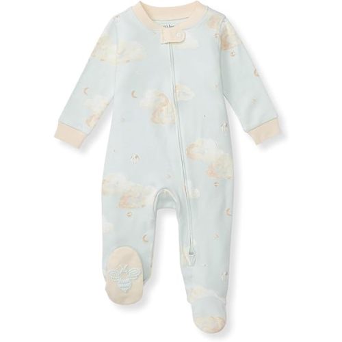 Burt's Bees Baby Boys' Sleep & Play PJs, 100% Organic Cotton One-Piece Zip Front Jumpsuit, Baby Boys Footie Pajamas & PJs