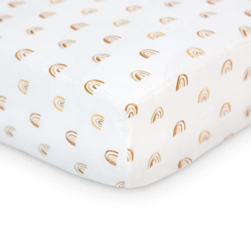 Lulujo Muslin Crib Sheets - Fitted Crib Mattress Sheets for Boys and Girls - 28"x 52", 1 Pack (Rainbows)