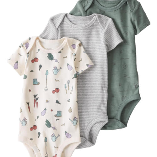 little planet by carter's Unisex 3-pack Short Sleeve Bodysuits Made With Organic Cotton