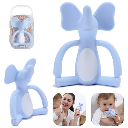 EASTIN Baby Teething Toys, Food Grade Liquid Silicone Baby Teether BPA Free Soft Infant Teether Chew Toy (Blue)