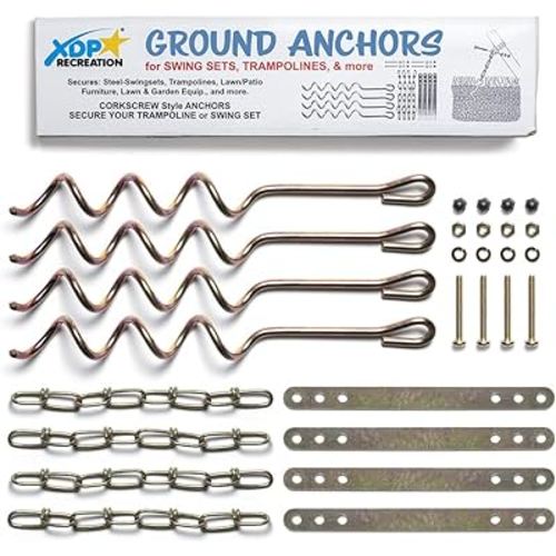 XDP Recreation 70113 Swing Set, Trampoline, & Patio Furniture Metal Ground Anchor Kit Hardware,Bronze