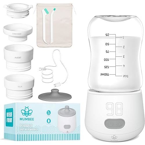 Portable Bottle Warmer for Travel with Fast 4 Heat Settings & Burn Protection, Leak-Proof & Safe Rechargeable Baby Bottle Warmer for Breastmilk, Formula or Water
