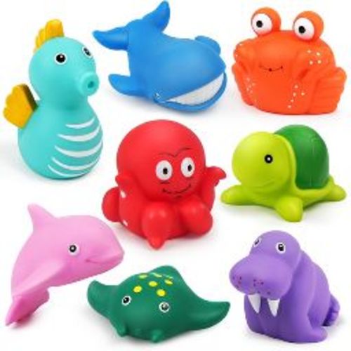 LotFancy Bath Toys for Infants Toddlers Kids 1-3, 8Pcs Mold Free No Holes Ocean Sea Animal Bathtub Toys