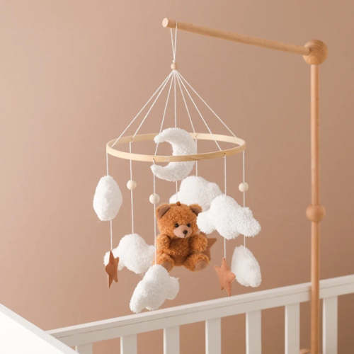 Wooden Crib Mobile- pink bees