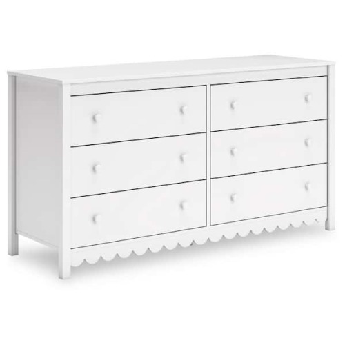 Hallityn White 6 Drawer 60.75 in. Dresser