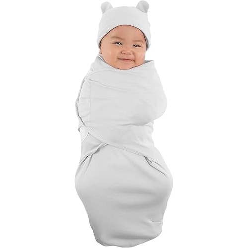 Cuddle Club Baby Swaddle Blanket & Sleep Sack with Beanie Hat Ultra-Soft Fleece Wrap for Newborns & Infants Bear Blue (Large)