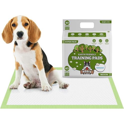 Pogi’s Puppy Pads with Sticky Tabs – Medium, Super Absorbent, Odor Blocking, 40-Count (18x24in)