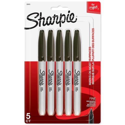 Sharpie 5pk Permanent Markers Fine Tip Black: Art & Stationery, Office Supplies, Black Sharpies, Fine Point, Age 18+
