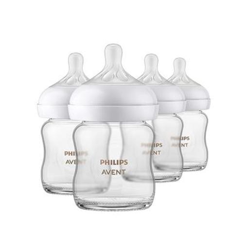 Amazon.com : Philips AVENT Glass Natural Baby Bottle with Natural Response Nipple, Clear, 4oz, 4pk, SCY910/04 : Baby