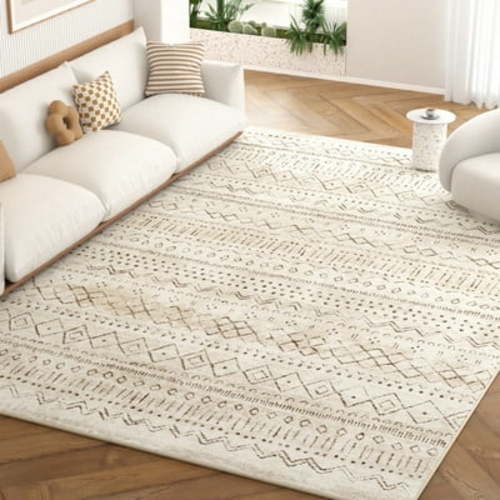 Nefoso 5ft x 8ft Area Rugs, Washable Area Rugs for Living Room Bedroom Home Decor, Non-Slip Carpet, Bohemian Geometric, Brown