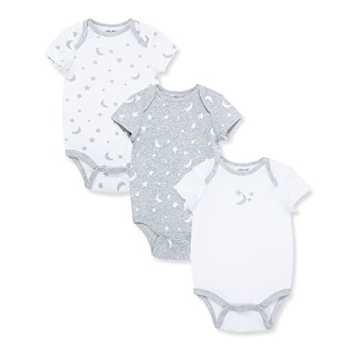 Little Me Clothes for Baby Gender Neutral 3-Pack 100% Cotton Scratch Free Tag Moon and Stars Onesies, Newborn