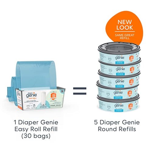 Diaper Genie Easy Roll Refill with 30 Bags | Lasts Up to 8 Months or Holds Up to 1410 Newborn Diapers Per Refill - 30 Count (Pack of 1)