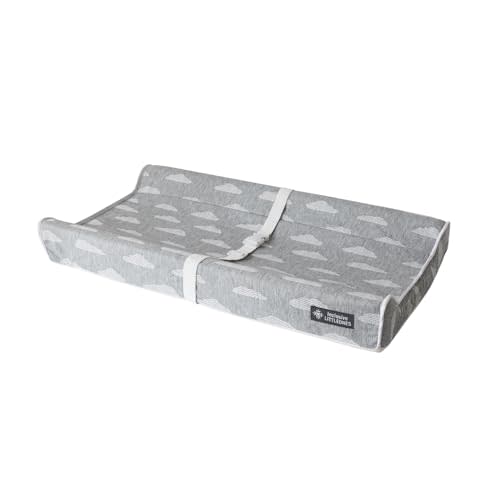 Baby Diaper Changing Pad – Soft, Waterproof Designed Cover, Non-Slip Bottom, Safety Straps & Ergonomic Contoured Design – Fits Standard Changing Tables & Dressers (Grey)