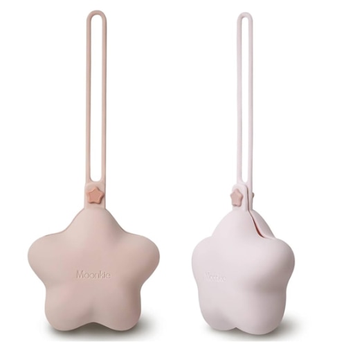 Moonkie Silicone Pacifier Holder Case, Cute Portable Pacifier Storage Case, 2 Pack
