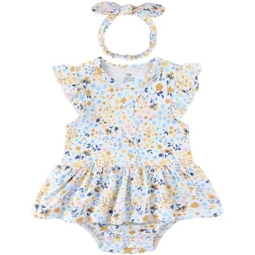 Baby Girl Clothes Summer Ruffled Sleeve Romper Dresses Infant Outfit Set