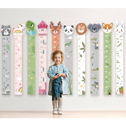 Personalized Baby Growth Ruler Chart Animals style - Nursery Wall Decor 2nd Birthday Gift for Boy or Girl Kids Gift