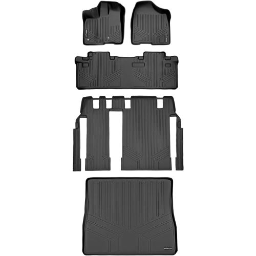 SMARTLINER Custom Floor Mats 3 Rows and Cargo Liner Behind 2nd Row Set for 2013-2020 Toyota Sienna