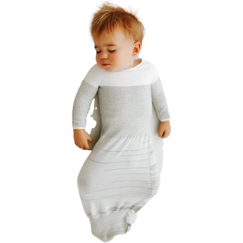 Swaddelini Arms Out Long Sleeve Sleep Sack, Easy-to-Use Baby Sleep Sack, Helps Babies Sleep Longer, 3-6 Months, 18-25 Pounds, Made in USA, Grey
