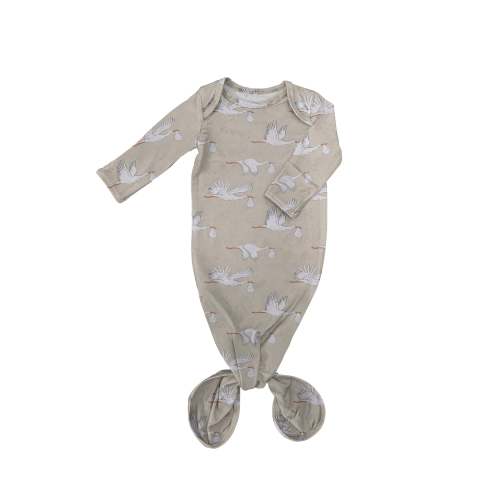 Knotted Infant Gown - Stork (Neutral)