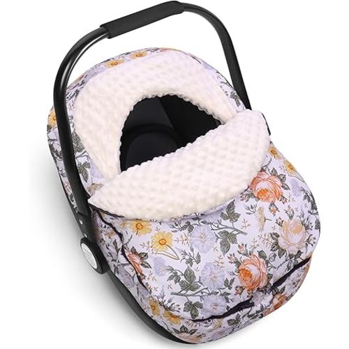 Metplus Winter Baby Car Seat Cover, Blanket-Style Winter Car Seat Canopy for Babies, Warm Plush Fleece Baby Carrier Cover for Infant Boys Girls