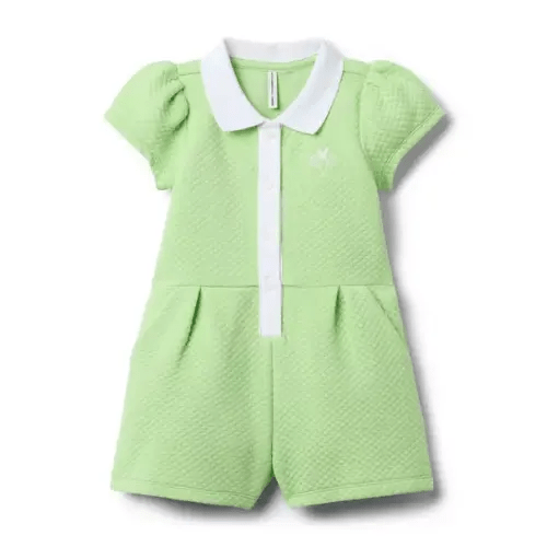 Girl Spring Green Disney Mickey Mouse Quilted Romper by Janie and Jack