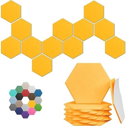 Hexagonal Acoustic Panels-18 Pack High-Density Sound Absorbing Panels 12"X10"X0.4" for Enhanced Noise Reduction, DIY Design, Idea for Studios, Offices, and Home Theaters(Orange)