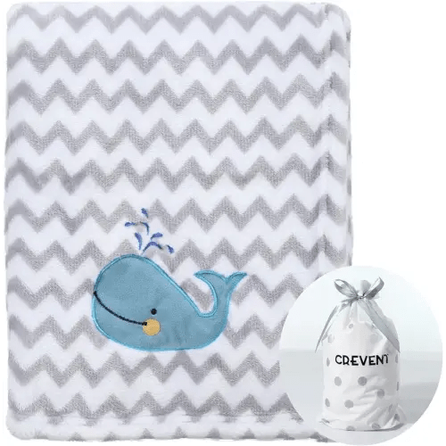 CREVENT 30''X40'' Cute Cozy Fluffy Warm Baby Blanket for Girls Boys Infants Toddlers' Bedding Crib Cot Stroller, Baby Shower Birthday Newborn's Gift - Whale