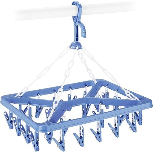 Whitmor Clip and Drip Hanger - Hanging Drying Rack - 26 Clips,Blue
